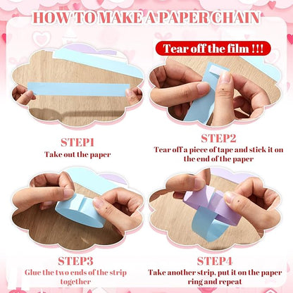 Lincia 600 Sheet Paper Chain Garland Strips 1x8 Inch with Double Sided Tape, DIY Construction Paper Chains for Birthday Wedding Holiday Party Decorations, Crafts Supplies (Morandi Color)