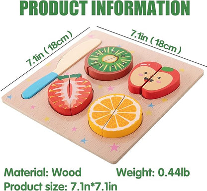 CUCOS Wooden Cutting Puzzles for Kids Ages 1-5 Years Old, Wooden Peg Fruit Toddler Puzzles, Learning Toys Educational Gift for Girls and Boys