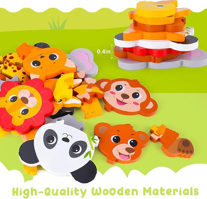 Wooden Puzzle for Toddler 1-3, 9 Pcs Toddler Puzzle Ages 2-4, Baby Animal Puzzle for Toddler, Montessori Puzzles Toys for 1 2 3 Year Old Boy Girl, Learning Educational Puzzle Toy(9 Pcs)