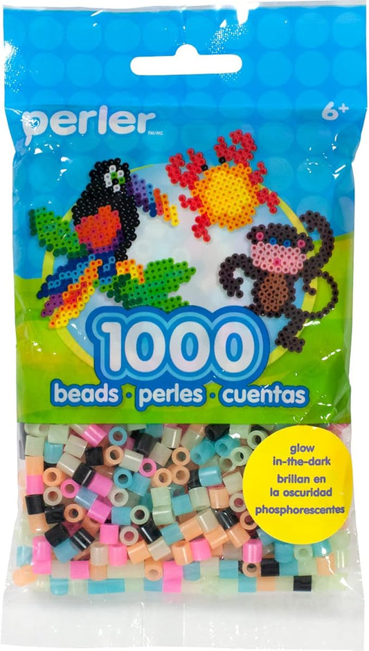 Perler Beads Fuse Beads for Crafts, 1000pcs, Multicolor Glow in the Dark