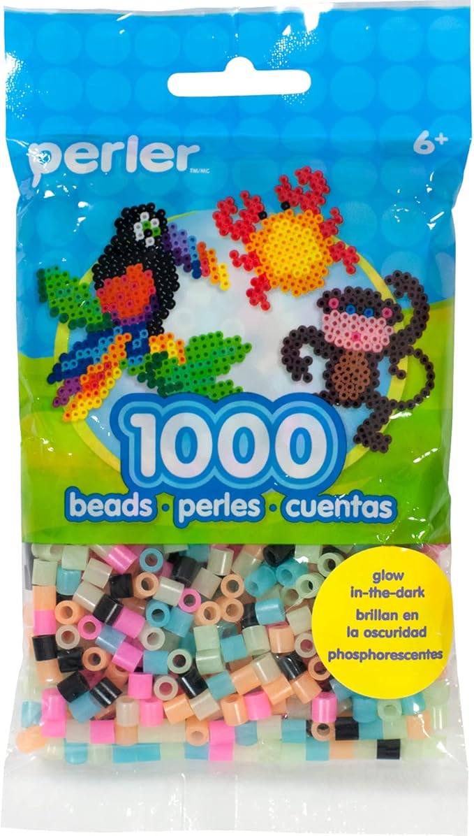 Perler Beads Fuse Beads for Crafts, 1000pcs, Multicolor Glow in the Dark