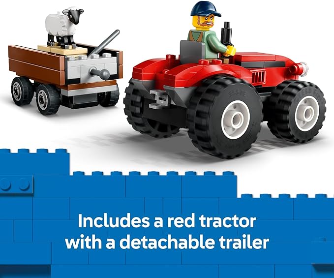 LEGO City Red Farm Tractor with Trailer & Sheep Toddler Learning Toy - Farm Toy with Tractor and Animal Figurines - Preschool Toy for Boys and Girls, Ages 4+ - Gift for Birthdays and Holidays - 60461