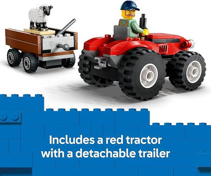 LEGO City Red Farm Tractor with Trailer & Sheep Toddler Learning Toy - Farm Toy with Tractor and Animal Figurines - Preschool Toy for Boys and Girls, Ages 4+ - Gift for Birthdays and Holidays - 60461