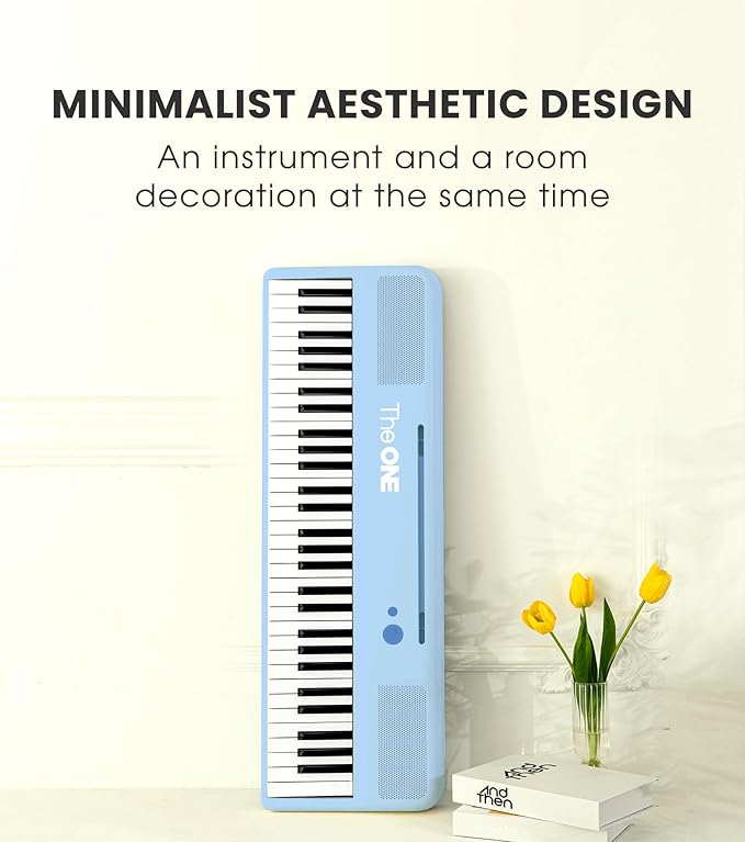 The ONE Smart Keyboard COLOR 61 Keys Piano Keyboard, Music Keyboard with 256 Timbres, 64 Polyphony, 2 Speakers, Built-in LED Lights and Free Apps (Blue)