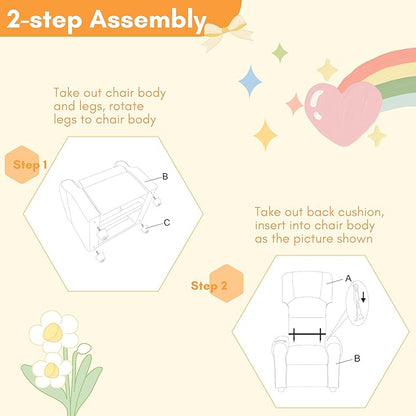 Candy Kids Reclining Chair Leather Recliner Sofa Toddler Youth Children Child Ages 1-6