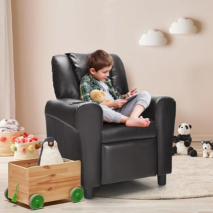 ARLIME Kids Recliner chair, toddler Armchair Upholstered Couch with Cup Holder, Backrest, baby Leather sofa with Headrest and Footrest, Child Furniture for Ages 2-7