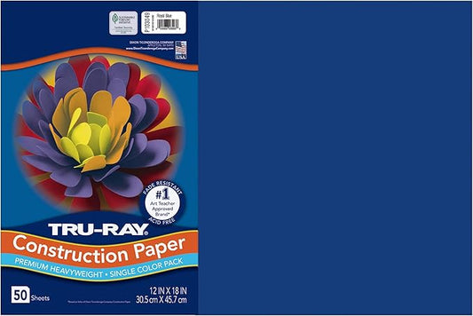 Tru-Ray® Construction Paper, 50% Recycled, 12" x 18", Royal Blue, Pack Of 50
