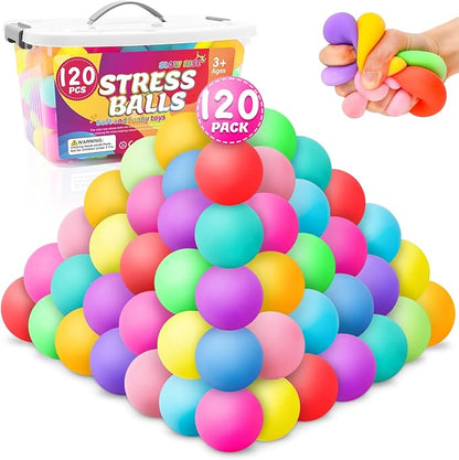 VISCOO 120 Pack Stress Balls, Slow Rising Stress Balls for Kids Adults, Stretchy Fidget Ball for Stress Relief, Hand Therapy Sensory Squishy Ball, Classroom Prize Box Party Favors