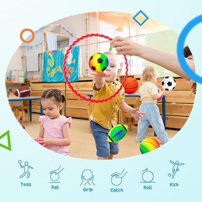 PlayZap 7-Piece Soft Ball Set for Toddlers & Kids - Includes 5” Playground Balls, Soccer, Football & Basketball - Great for Home, Yard, Pool, Classroom & Park for Boys & Girls Easter Gifts
