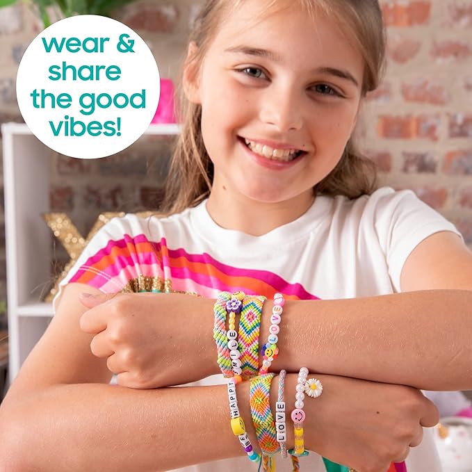 Just My Style Positivity Jewelry, Create Over 20 DIY Bracelets, Design Word Wear with ABC Beads, Friendship Bracelet Bead Kit for Kids Ages 6, 7, 8, 9, Make Your Own Meaningful Positivity Jewelry