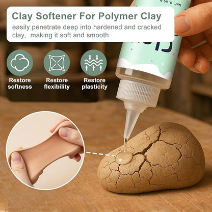 1DFAUL 120ml Polymer Clay Softener, Restore Clay Flexibility, Increase Ductility & Strong Adhesion, for Ceramic Artists, Crafts, and DIY Projects