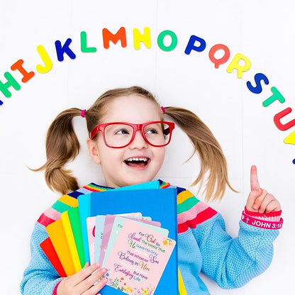 John 3:16 Cards with Bracelets Bible Valentine's Cards Silicone Bracelets for Classroom Party Favors Exchange 25 Packs