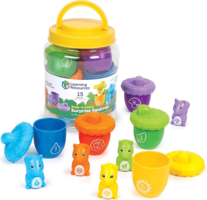 Learning Resources Snap-n-Learn Surprise Squirrels - Toddler Montessori Toys, Preschool Activities, Counting and Fine Motor Skills, Sorting, Pattering, Color Recognition, Gifts for Boys and Girls