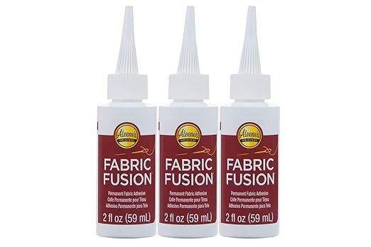 Aleene's Fusion Fabric Adhesive 2 fl oz 3-Pack, Washable Fabric Glue for Clothes, Denim, Leather, Patches, Polyester, Cotton, Fabrics, Dries Flexible