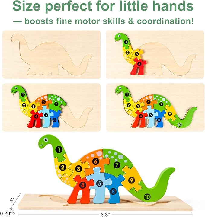 9 Pieces Montessori Wooden Puzzles for Toddlers - Jigsaw Puzzles in Gift Box, Educational Learning Toys for 3-5 Year Old Boys & Girls, Fine Motor Skills, Kids Puzzles Ages 3-5