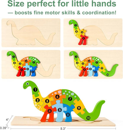 9 Pieces Montessori Wooden Puzzles for Toddlers - Jigsaw Puzzles in Gift Box, Educational Learning Toys for 3-5 Year Old Boys & Girls, Fine Motor Skills, Kids Puzzles Ages 3-5
