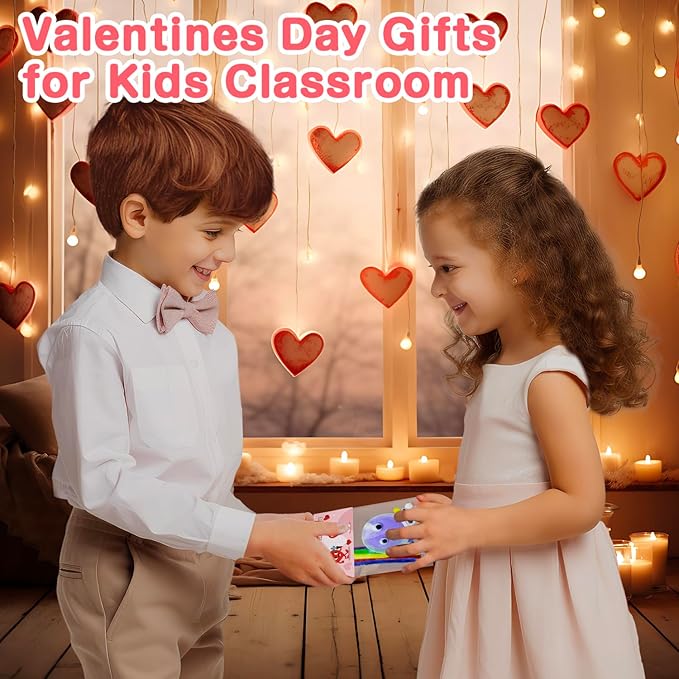 DEKWELL 24 Packs Valentines Day Cards for Kids Classroom with DIY Air Dry Clay Kit,Valentines Day Gifts for Kids School Valentine Exchange Presents Party Favors