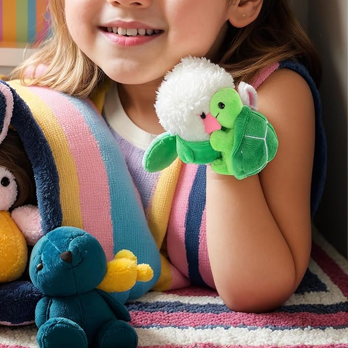 jarbins Stuffed Turtle Slap Bracelets Animal Turtle Wrist Plush Slap Bracelets Wristband for Children Birthday Party Favors Kids Toy Decor