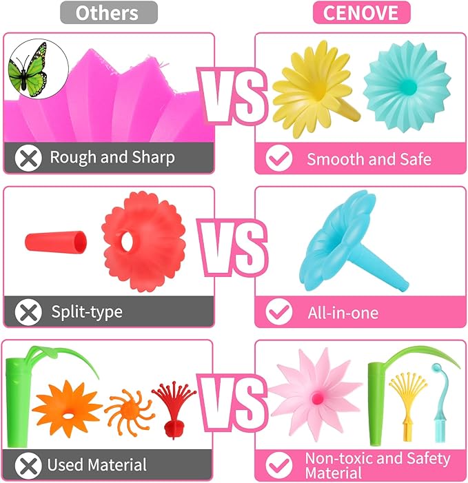 CENOVE Toddler Toys for 3 4 5 6 7 Year Old Girls and Boys,Flower Garden Building Toy with Carry Box, STEM Toys for Preschool Children Educational Activity