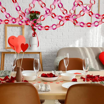 CHRORINE 600 Pcs Valentine's Day Paper Chains Red and Pink Color Paper Strips for Wedding Party Decorations DIY Crafts Supplies (Pink Red, 1 x 7.08 inches)