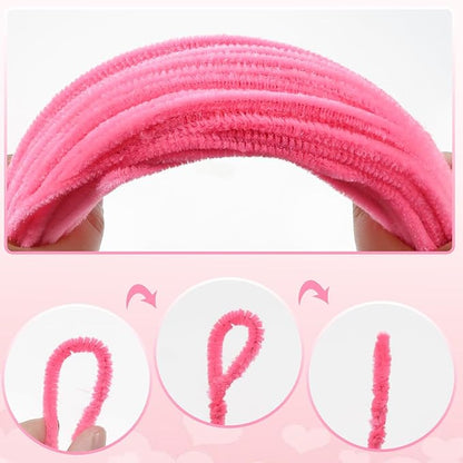 TOAOB 100pcs Pipe Cleaners Dark Pink Pipe Cleaners Chenille Stems 6mm x 12 Inch Fuzzy Sticks Crafts Supplies for DIY Art Crafts Decorations