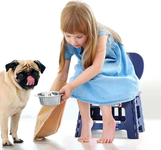 ACSTEP Folding Step Stool with Back Support for Kids,9" Kids Step Stool for Outdoor or Indoor Kitchen Step Stools and Bathroom Stool for Toddlers Boys Girls - Royal Blue, 10 Pack