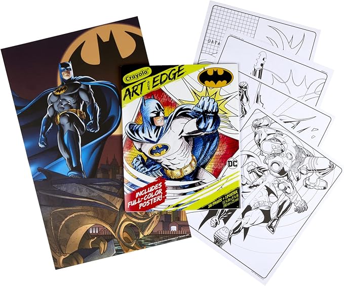 Crayola Art with Edge Batman Coloring Pages (28pgs), Includes 1 Batman Poster, Adult Coloring, Batman Collectable, Batman Gift