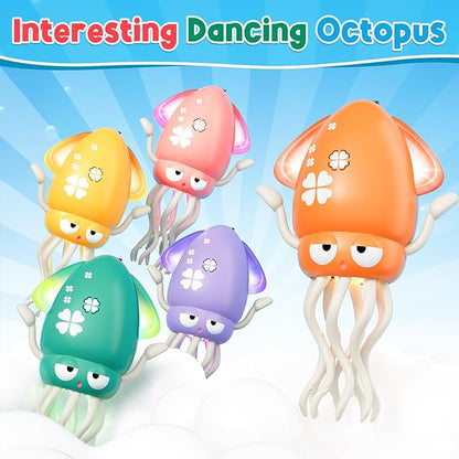 Dancing Squid Baby Toy, Infant Tummy Time Toys for 3-6 Months, Interactive Crawling Octopus with Music & Lights for 6-12, 12-18 Learning Walking Toy for Toddlers 1 Year Old Boys Girls Birthday Gifts