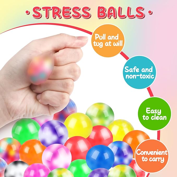 BESNEL 160 Pack Stress Balls for Adults, Bulk Squishy Ball, Stress Balls Set, Anti-Anxiety Easter Stress Relief Fidget Balls
