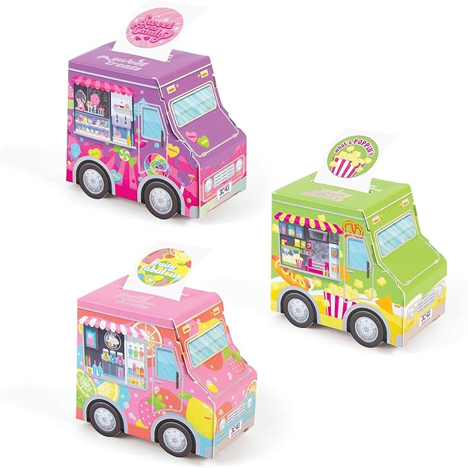 3C4G: Food Truck Festival Sticker Set - 3 Vehicles That Dispense Rolls of Scented Stickers, Sweets, Drinks & Food, Three Cheers for Girls, Kid Age 6+
