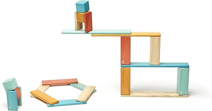 24 Piece Tegu Magnetic Wooden Block Set, Sunset, 1-99 years old