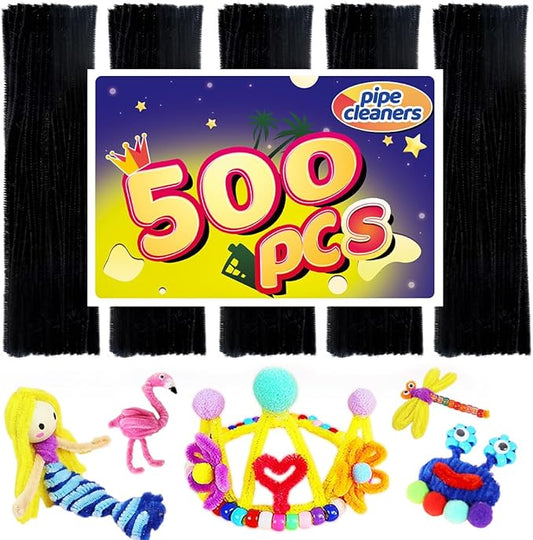 Pipe Cleaners, Pipe Cleaners Craft, Arts and Crafts, Crafts, Craft Supplies, Art Supplies (500 Black Pipe Cleaners)…