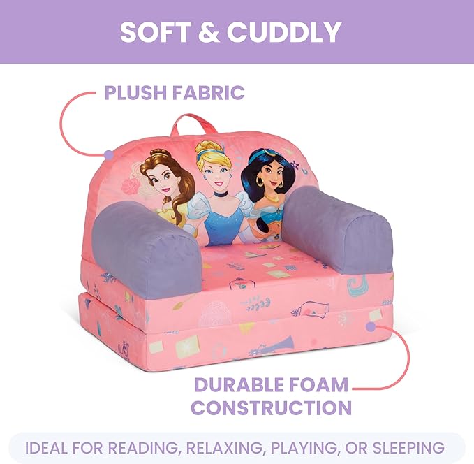 Delta Children - Disney Princess Cozee Buddy Flip-Out Kids Chair, Pink