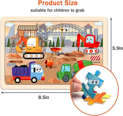 Puzzles for Kids Ages 4-6,24 Pieces Wooden Puzzles for Toddlers Ages 3-5 4-8 3 4 5 6 3-4 Year Olds.4 Pack Car Puzzle Set Children Jigsaw Puzzles for Boys and Girls Educational Learning Toys