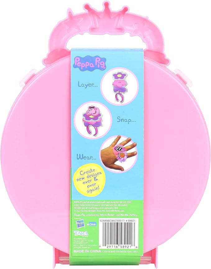 Tara Toys Peppa Pig Snap N' Wear Activity Rings Set, DIY Jewellery Kit for Kids, 3+ Years