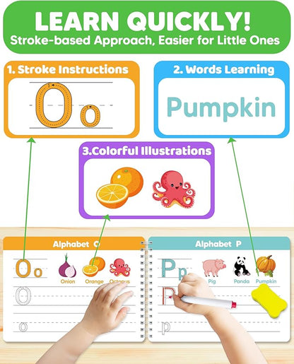 Preschool Learning Activities Kindergarten Workbooks, Toddler Busy Book Handwriting Practice, Coloring Tracing Activity Book for Kids 3-5, Montessori Educational Toys for 3 4 5 Year Old Boy Girl Gifts