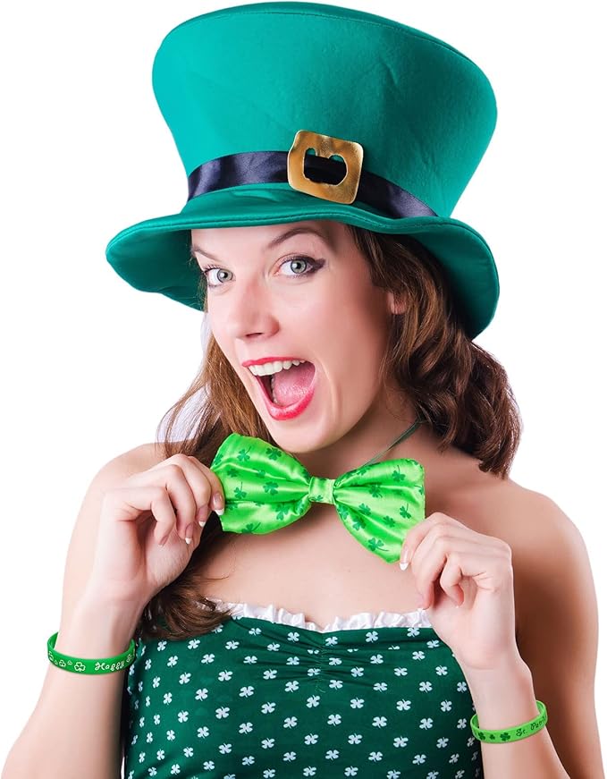 48 Pieces St Patrick's Day Rubber Wristbands St Patrick's Day Accessories Shamrock Bracelets Green Shamrock Irish Bracelets St. Patrick's Day Party Favors Supplies