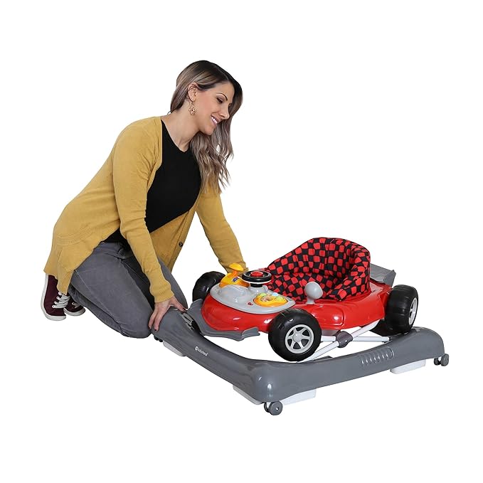 Smart Steps Trend 5.0 Activity Walker with Removable Toy Bar (Lights and Sounds), Adjustable Height and Flat Fold Frame for Storage, Ages 6 Months +, Speedster Red