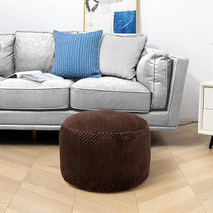 Asuprui Pouf Ottoman Stuffed Stuffed Ottoman Foot Rest Soft Plush Fiber Foot Stool 20x20x12 Inches Fuzzy Chair Floor Pouf Chair Foot Rest with Storage for Living Room Bedroom Coffee Pouf with Filler