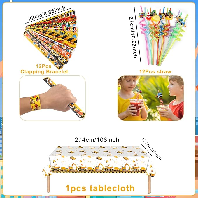 Construction Party Favors – Construction Party Bags Goodie Bag Stuffers Construction Themed Party Supplies for Kids, Birthday Party & Classroom Rewards for Boys and Girls
