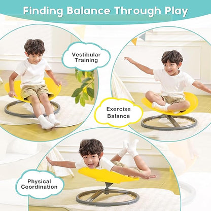 BABAMU Spinning Chair for Kids Autism Sensory Products Sit and Spin Autism Toys Sensory Chair ADHD Chair Swivel Chair Training Body Coordination (Yellow)