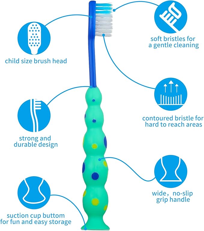 24 Pieces Toddler Toothbrush Bulk Kids Toothbrush Pack Manual Baby Toothbrushes with Covers Suction Cup Toothbrush Lovely Soft Bristle Animal Toothbrush for Kids Sensitive Teeth