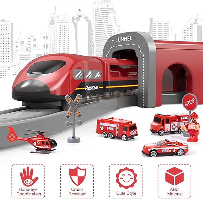Wdmiya Train Set for Toddlers, 92 Pcs Train Toys for Kids Ages 2-8, Electric Trains Sets with Tracks (Magnetic Connection), Battery Operated Trains Birthday Gift for 2 3 4 5 6 7 Years Old