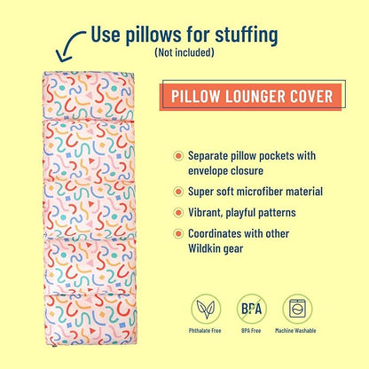 Wildkin Microfiber Pillow Lounger, 87 X 27 Inches, Confetti Peach