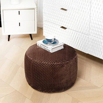 Asuprui Pouf Ottoman Stuffed Stuffed Ottoman Foot Rest Soft Plush Fiber Foot Stool 20x20x12 Inches Fuzzy Chair Floor Pouf Chair Foot Rest with Storage for Living Room Bedroom Coffee Pouf with Filler