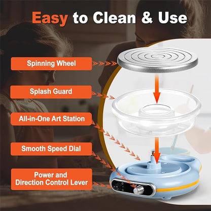 Funspire Pottery Wheel for Kids,mini Pottery Wheel for Children and Beginners - 4.7-inch Electric Pottery Wheel with Adjustable Speed, Low Noise, Precise Control, Includes 16 Pottery Tools