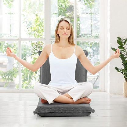 S AFSTAR Adjustable Floor Chair Set of 2, Cushioned Lounger Recliner with 6-Position Comfortable Back Support & Thick Padded, Lazy Sofa Floor Gaming Chair, Floor Seat for Gaming Reading Meditation