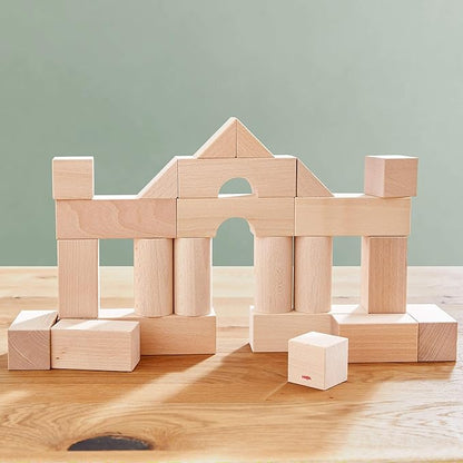 HABA Wooden Building Blocks 26 Piece Set: Open-Ended Stacking Toys, Toddler Blocks, and Wooden Toys Made in Germany for Creative Play and Learning