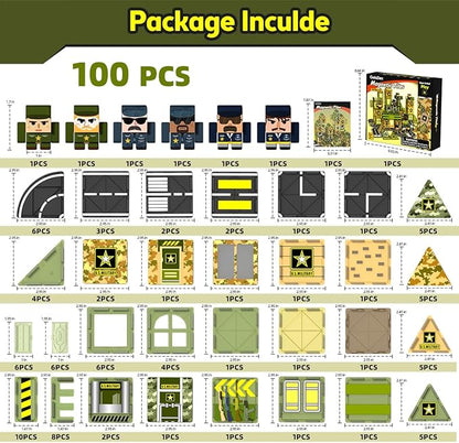 GobiDex 100PCS Army Magnetic Tiles Building Set for Kids, STEM Military Magnetic Building Blocks with 6 Magnetic Army Men, Educational Construction Toys Gift for Boys Girls 3 4 5 6 7 8 9+ Year Old