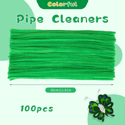 100Pcs Pipe Cleaners, Pipe Cleaners Craft, Crafting Creative Pipe Cleaners DIY Hand Arts for DIY Flowers Home Decorations Making/Fruit Green